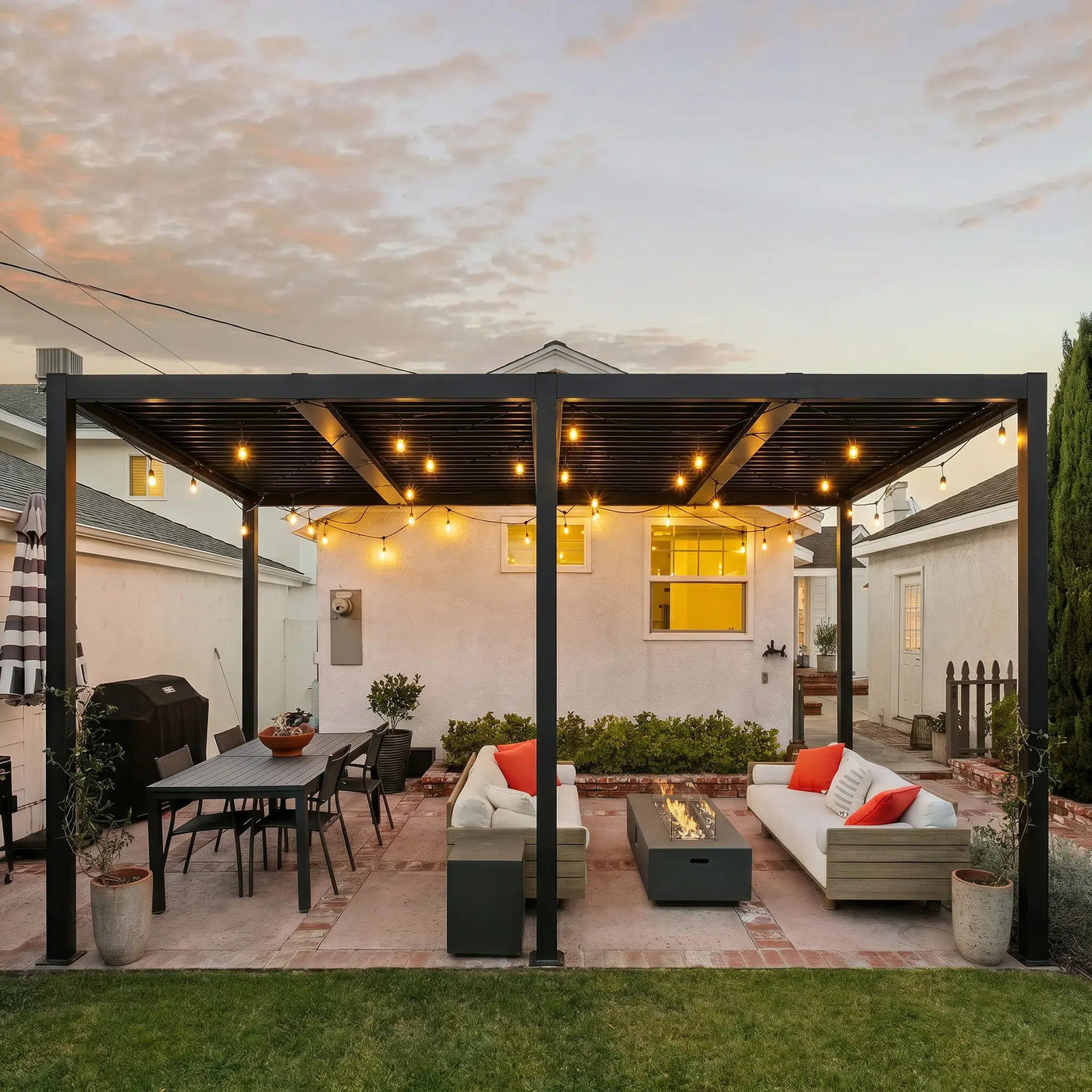 Shell 12 x 16 ft Modern Aluminum Louvered Pergola with Roof Outdoor Patio