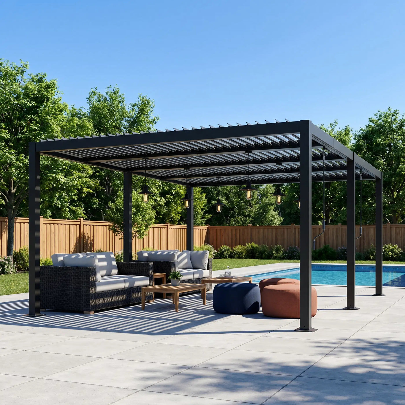 Shell 12 x 16 ft Modern Aluminum Louvered Pergola with Roof Outdoor Patio