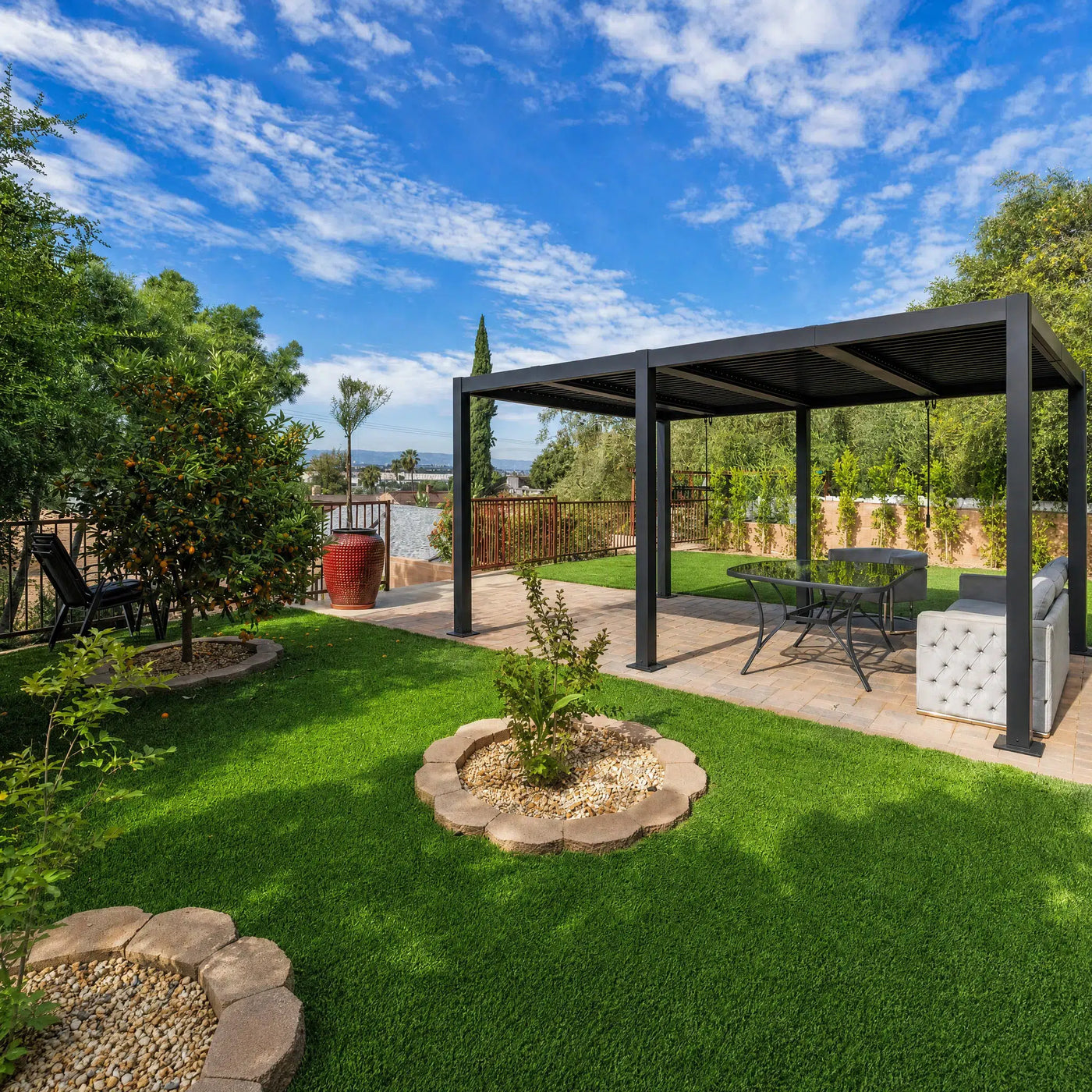 Shell 12 x 16 ft Modern Aluminum Louvered Pergola with Roof Outdoor Patio