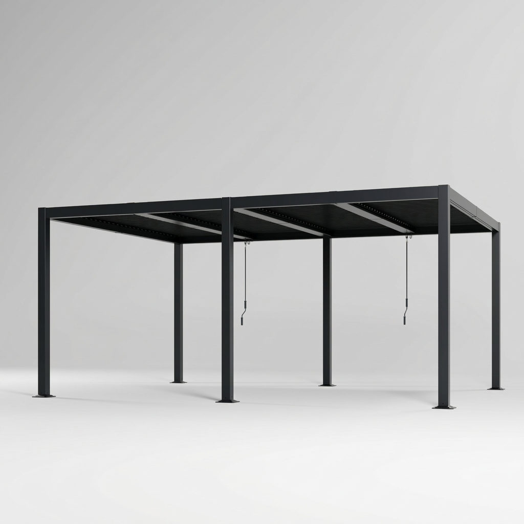 Shell 12 x 16 ft Modern Aluminum Louvered Pergola with Roof Outdoor Patio