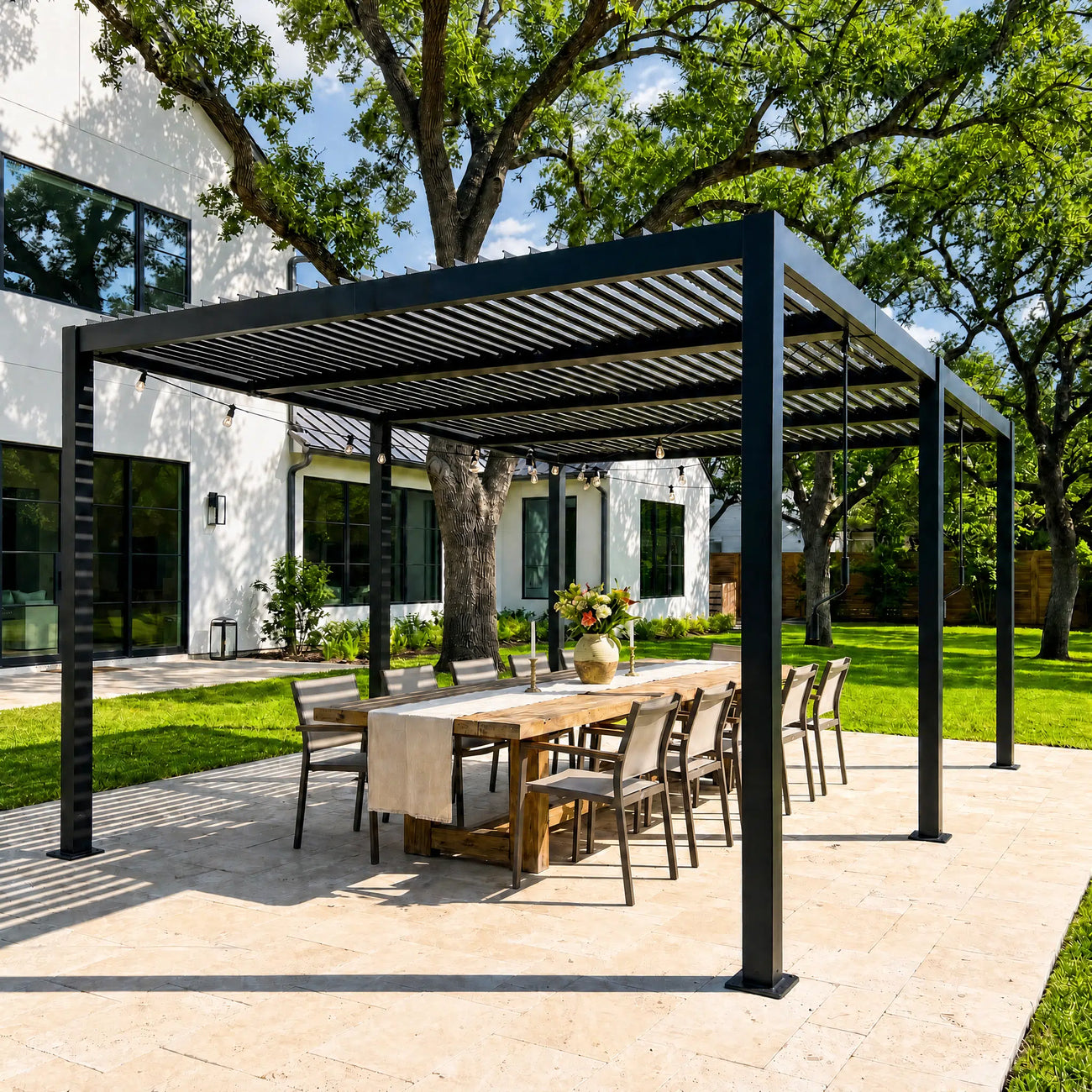 12 x 20 ft Modern Aluminum Louvered Pergola 2.0 with Roof