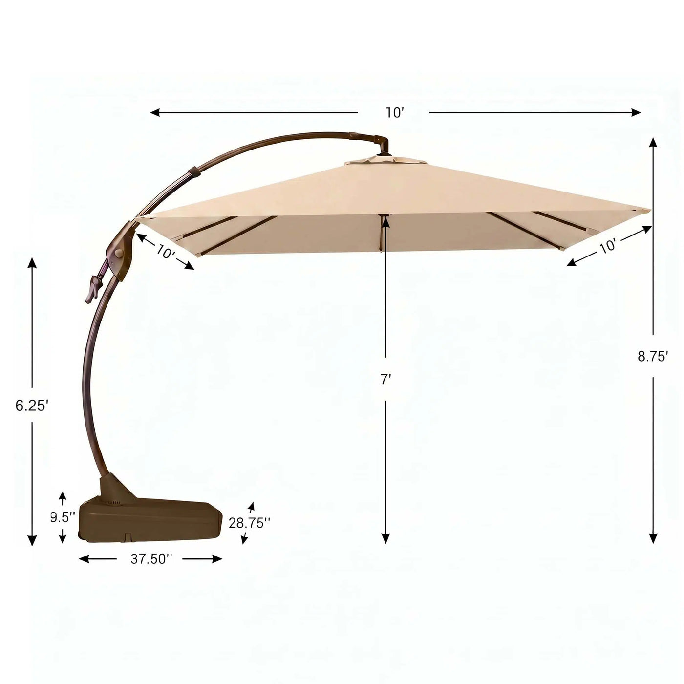 Marina + Riviera 10x10 ft Umbrella & Sofa Set Bundle for 5 Outdoor Patio