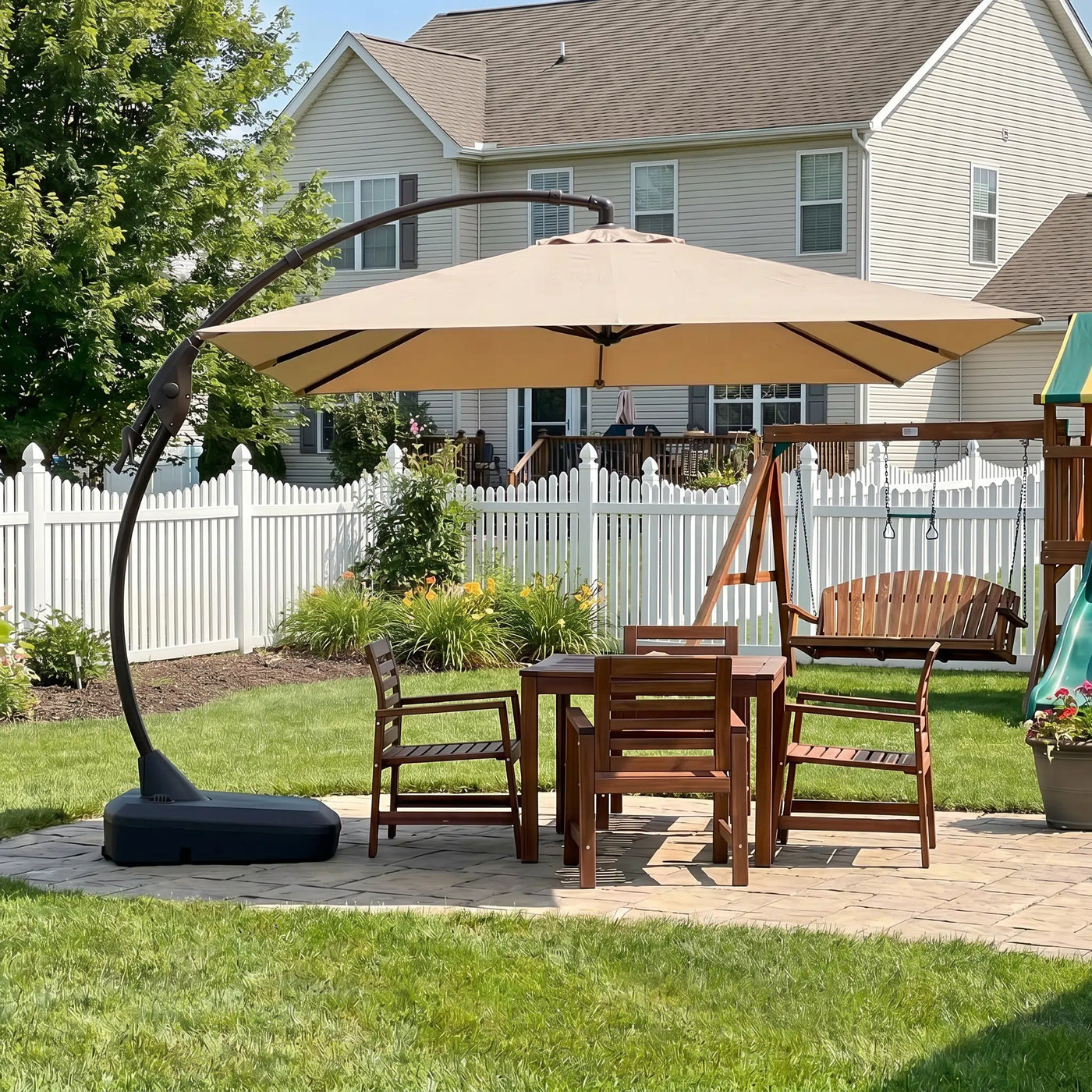 Marina 10 x 10 ft Aluminum Cantilever Umbrella with Base Outdoor Patio