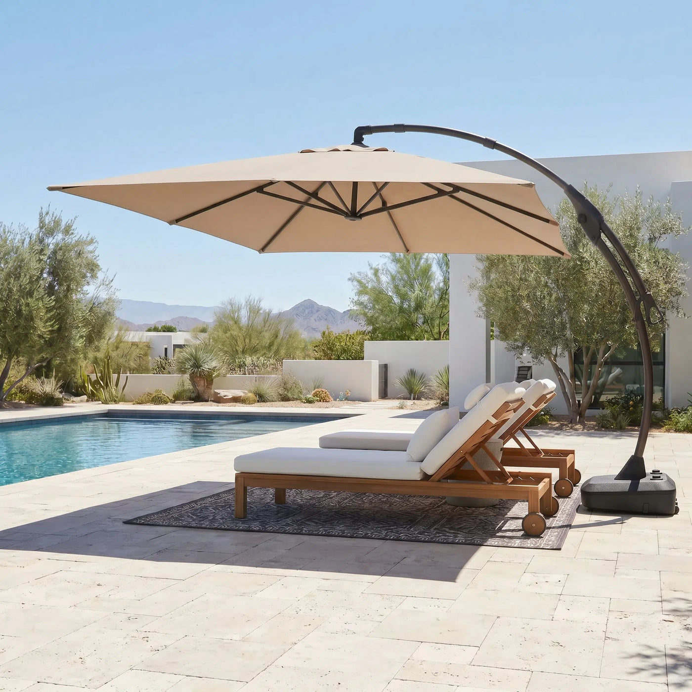 Marina 10 x 10 ft Aluminum Cantilever Umbrella with Base Outdoor Patio
