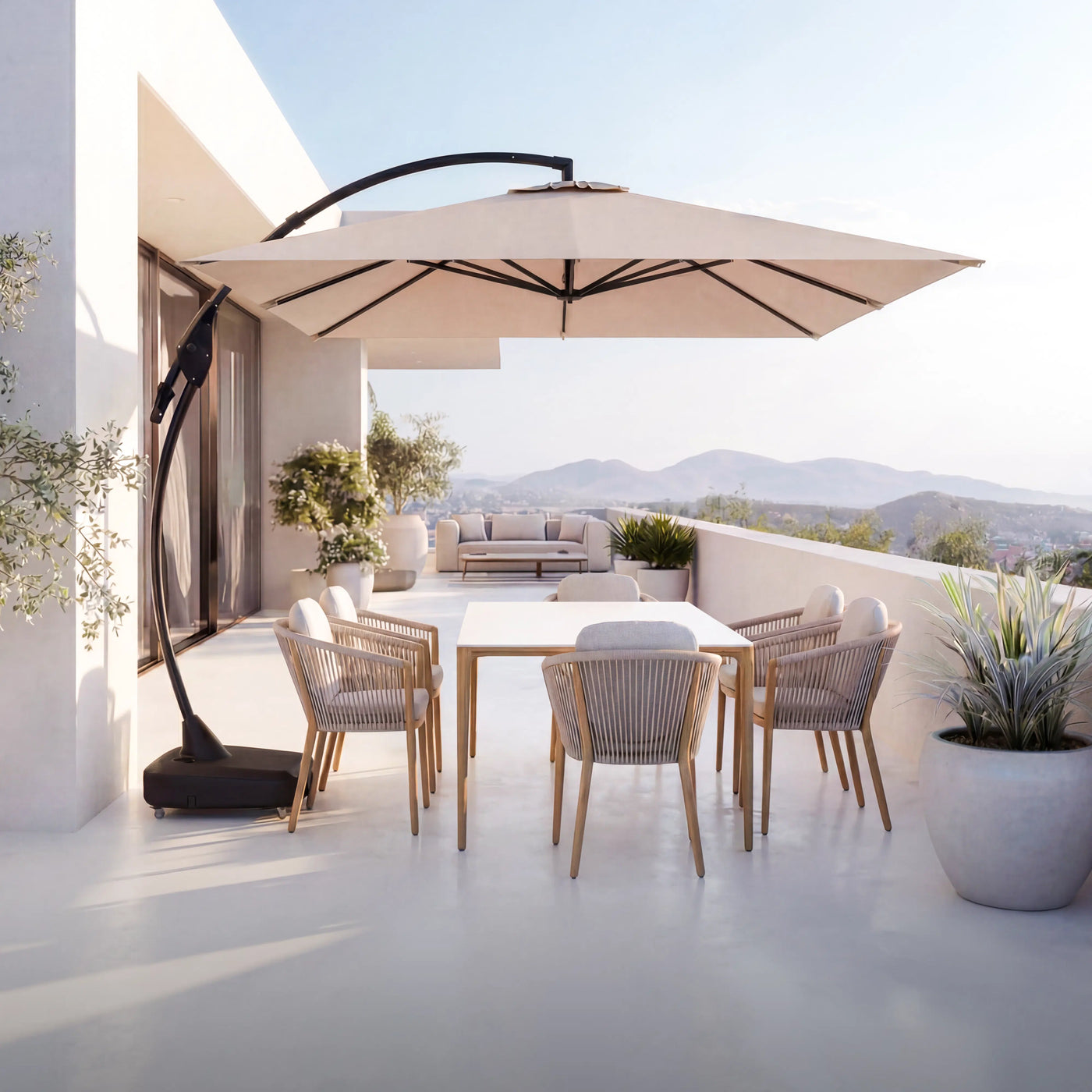 Marina 10 x 13 ft Aluminum Cantilever Umbrella with Base Outdoor Patio