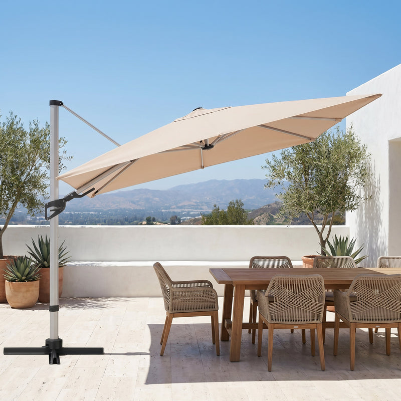 Marina 10 x 10 ft Aluminum Umbrella with Base Outdoor Patio