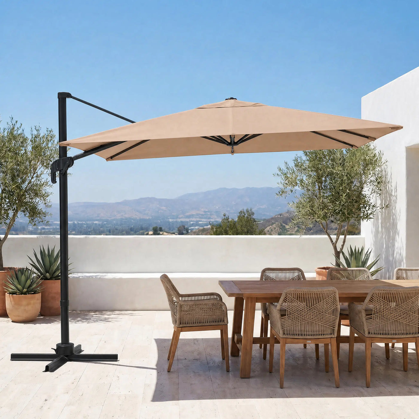 Marina 10 x 10 ft Aluminum Umbrella with Base Outdoor Patio