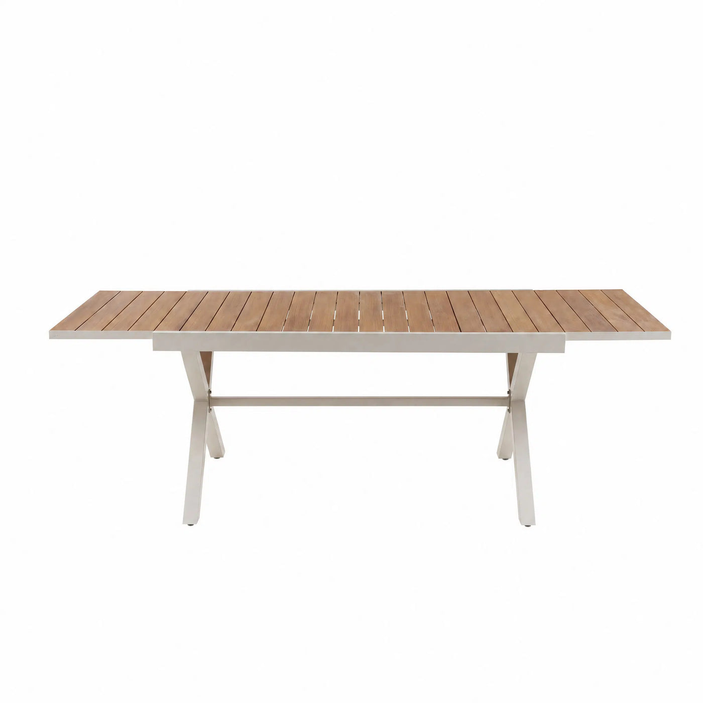 Breeze Faux Teak Steel Dining Set with Aluminum Tabletop for 6 (7-Piece) Outdoor Patio Furniture