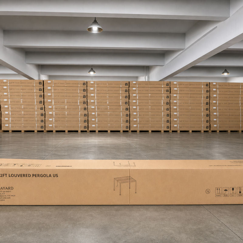 PalmaYard stocked freight boxes ready for delivery