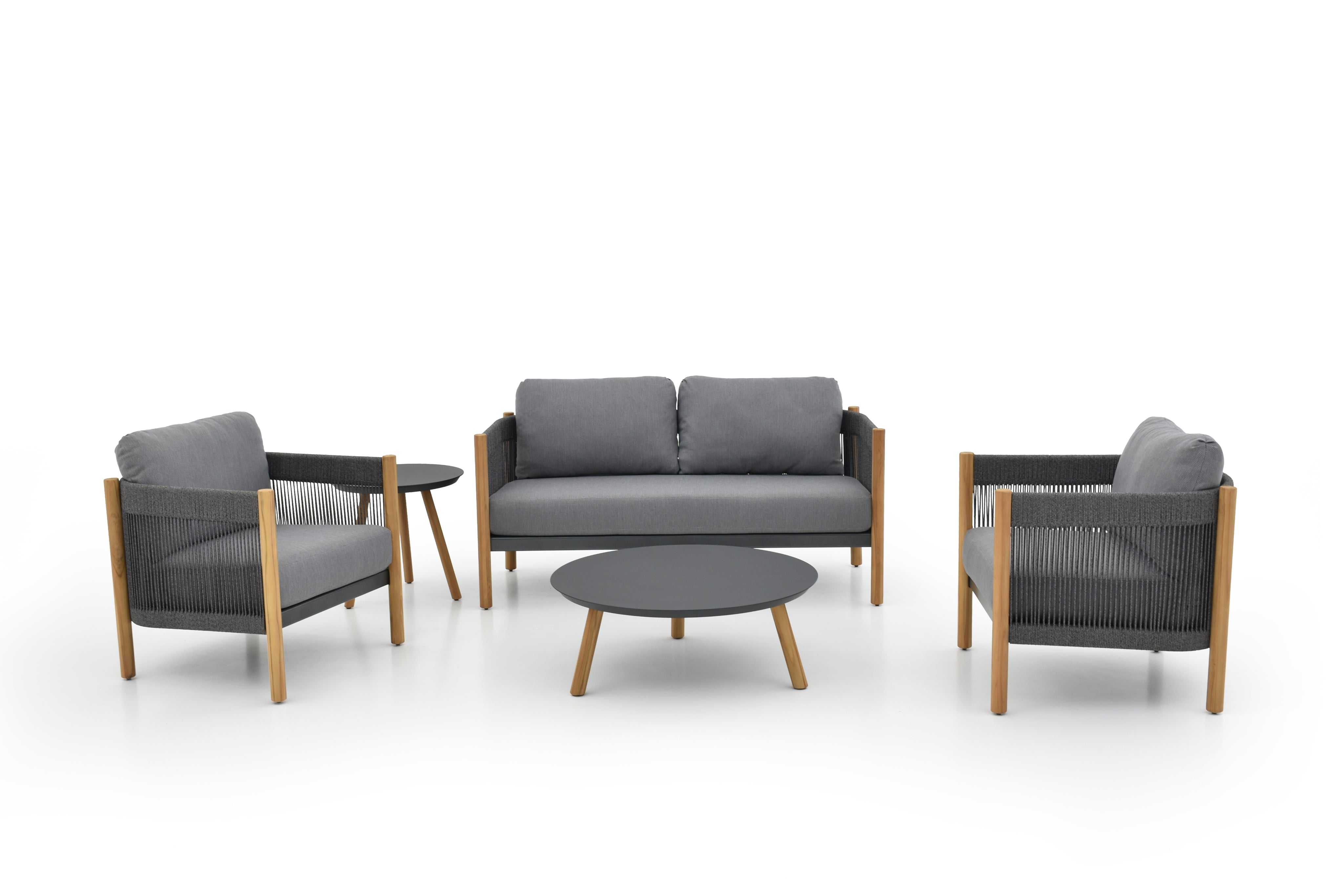 Faux teak aluminum seating group