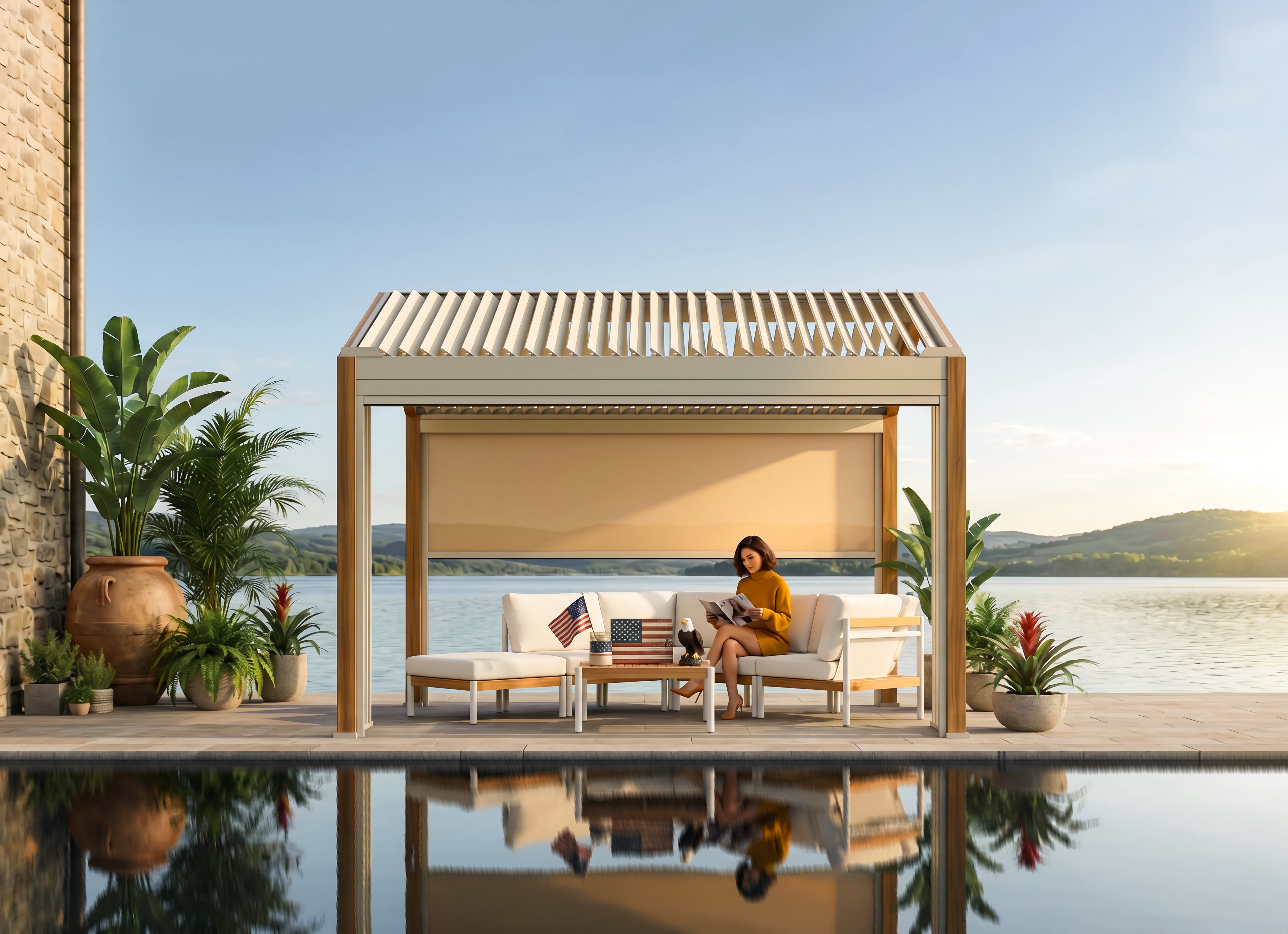 Pergola frame and louver detail