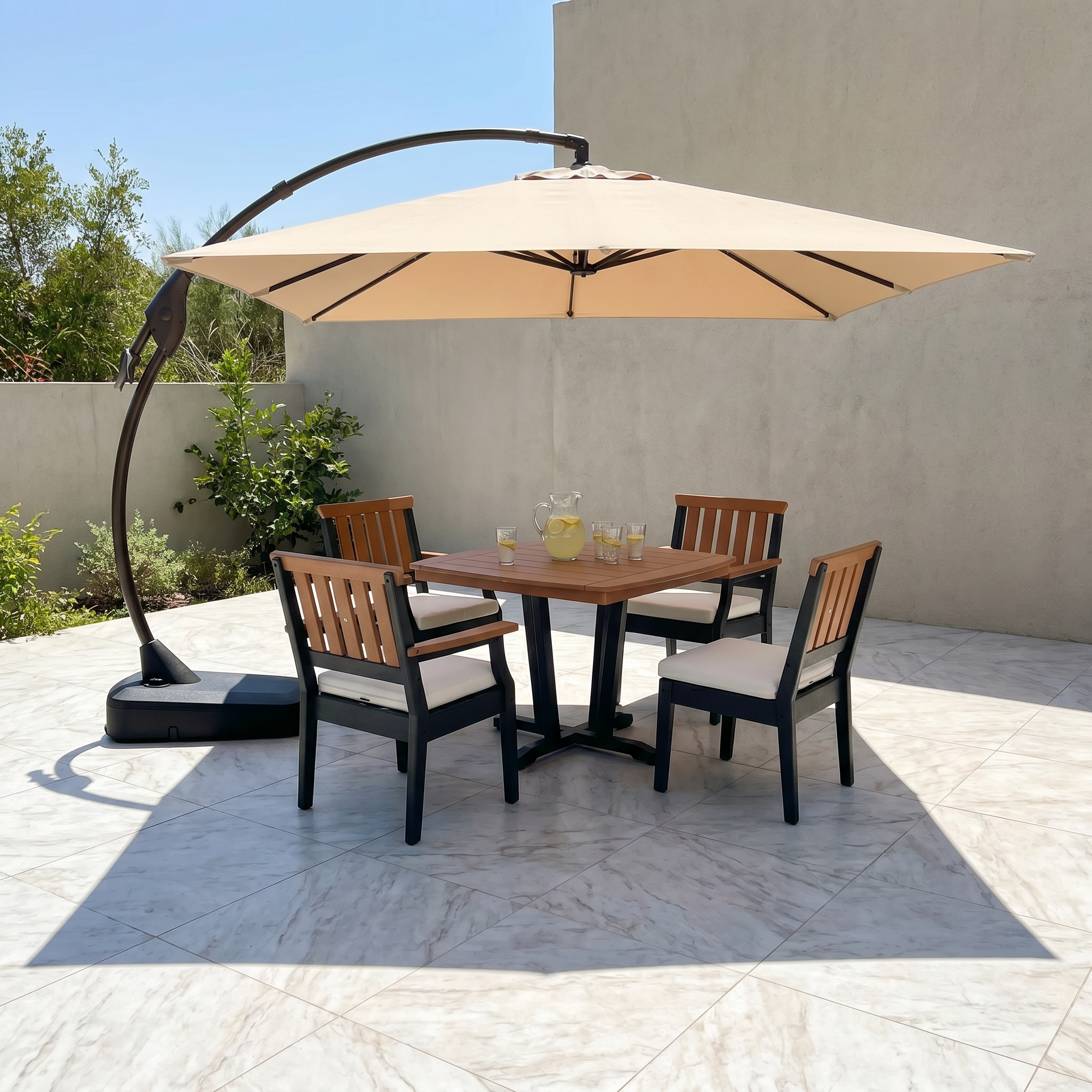 Dune Faux Teak Aluminum Dining Set for 4 (5-Piece) Outdoor Patio Furniture