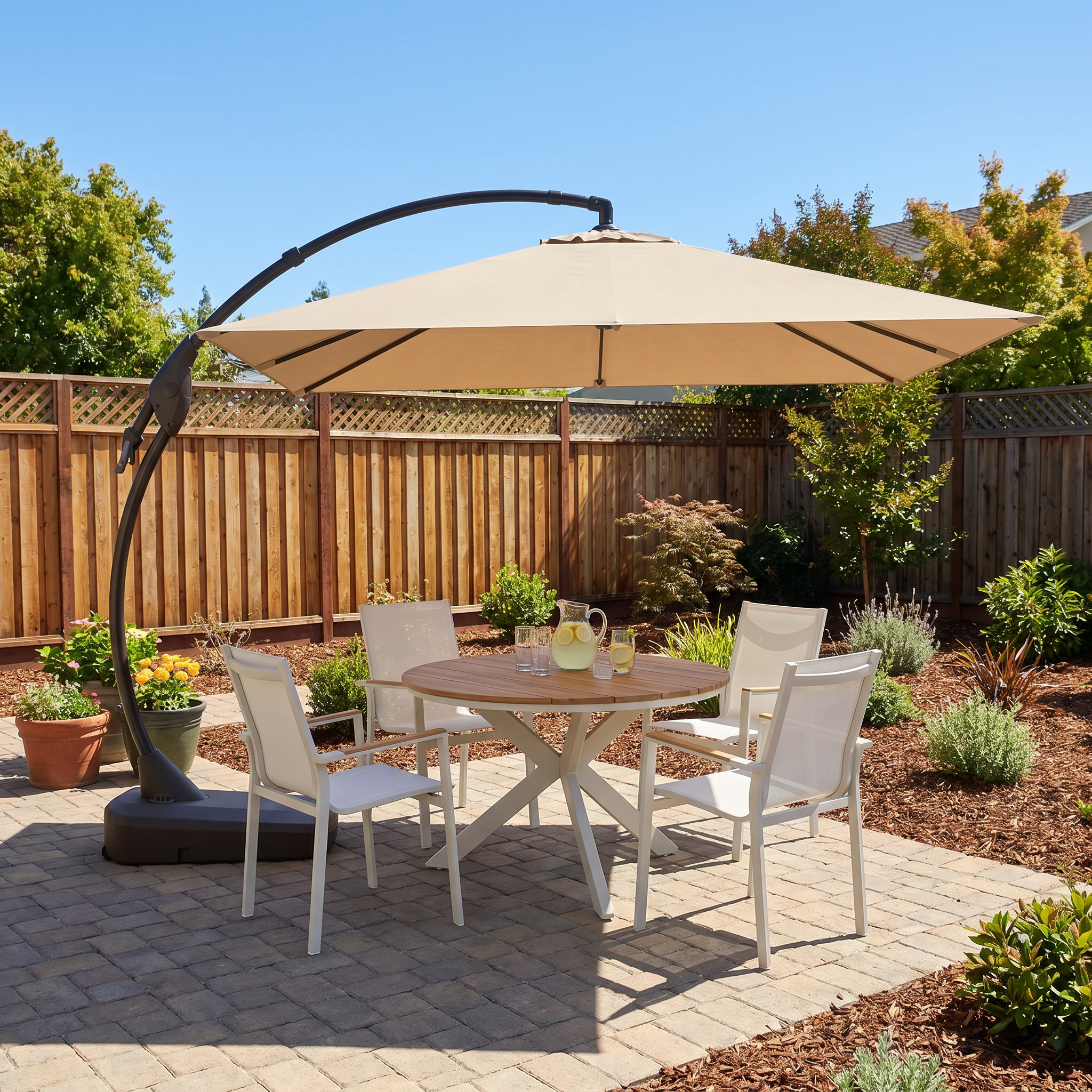 Sunny Afternoon set in a backyard